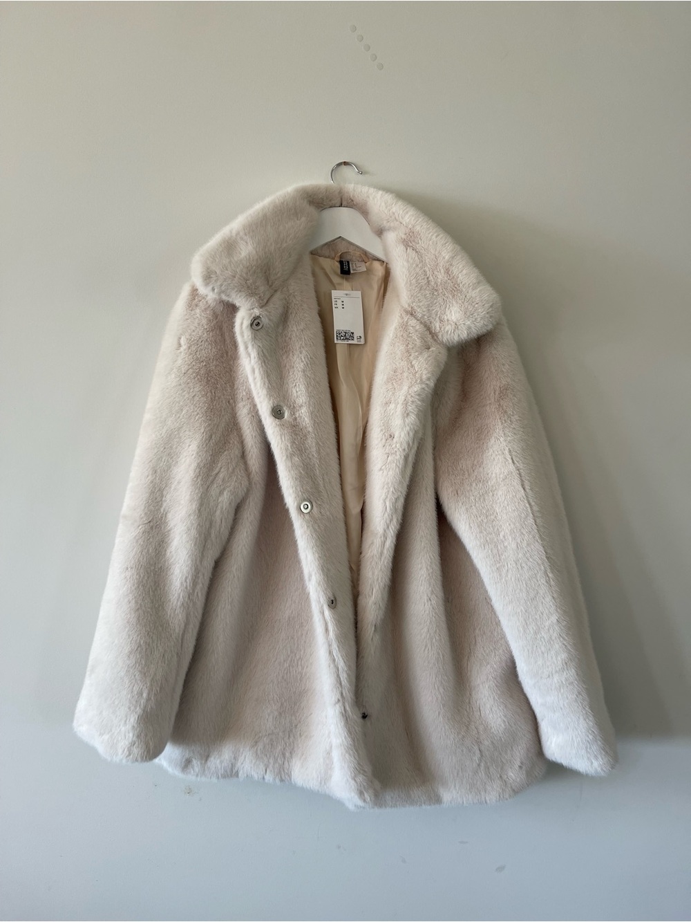 H&M Cream Faux Fur Jacket size M